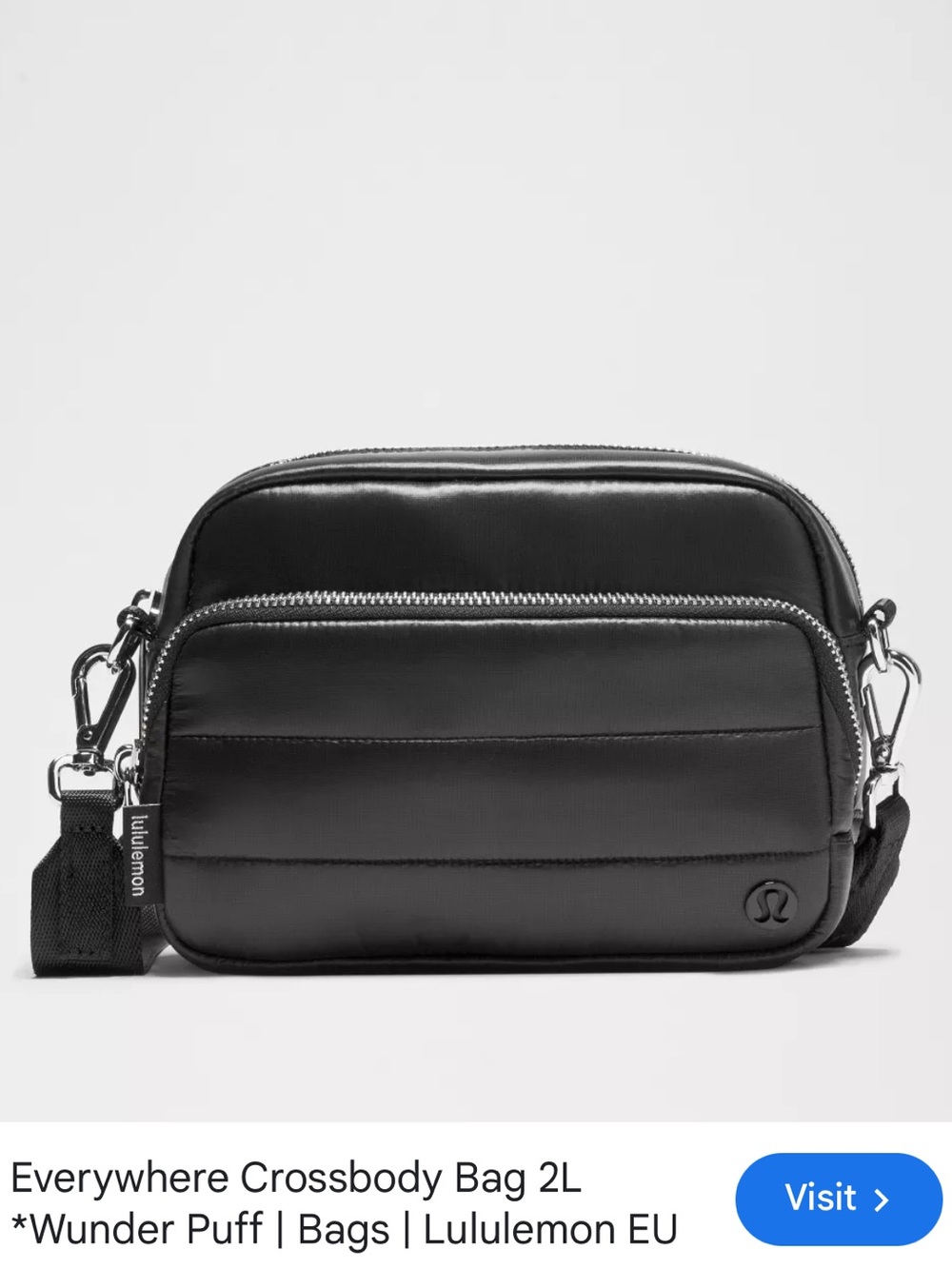 lululemon athletica Black Everywhere Crossbody Bag - Minimal Puff Design